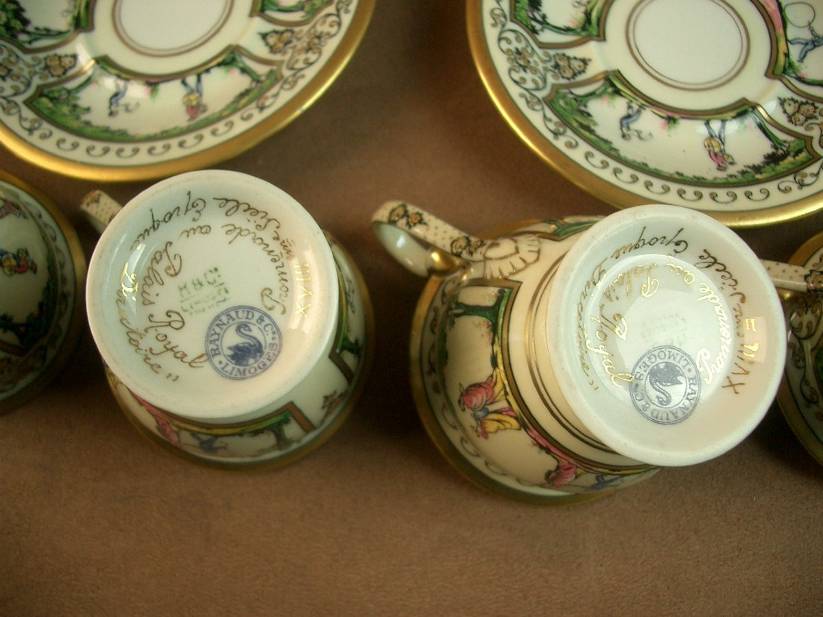 Partie De Service à Café En Porcelaine De Limoges Raynaud , Promenade Au Palais Royal-photo-4