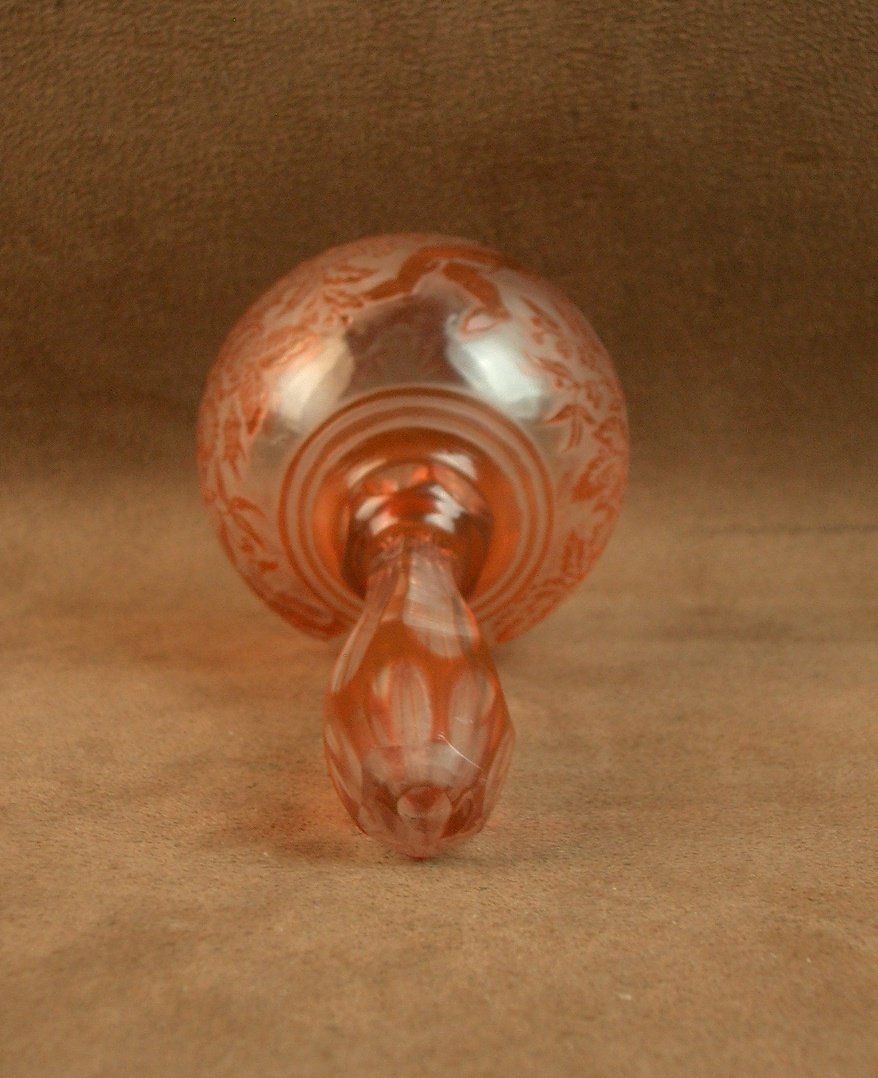Boule à repriser en cristal décor dégagé à l'acide d'angelots Baccarat ou Saint Louis-photo-8