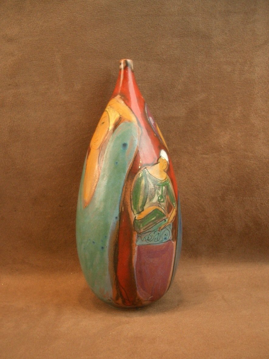 Pierre et Florence SCHEYVAERTS,  Vase en céramique à décor de femmes-photo-2