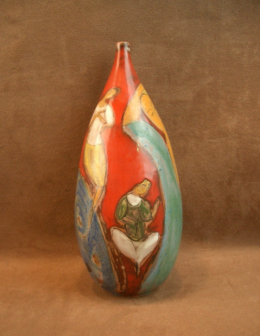 Pierre et Florence SCHEYVAERTS,  Vase en céramique à décor de femmes-photo-3