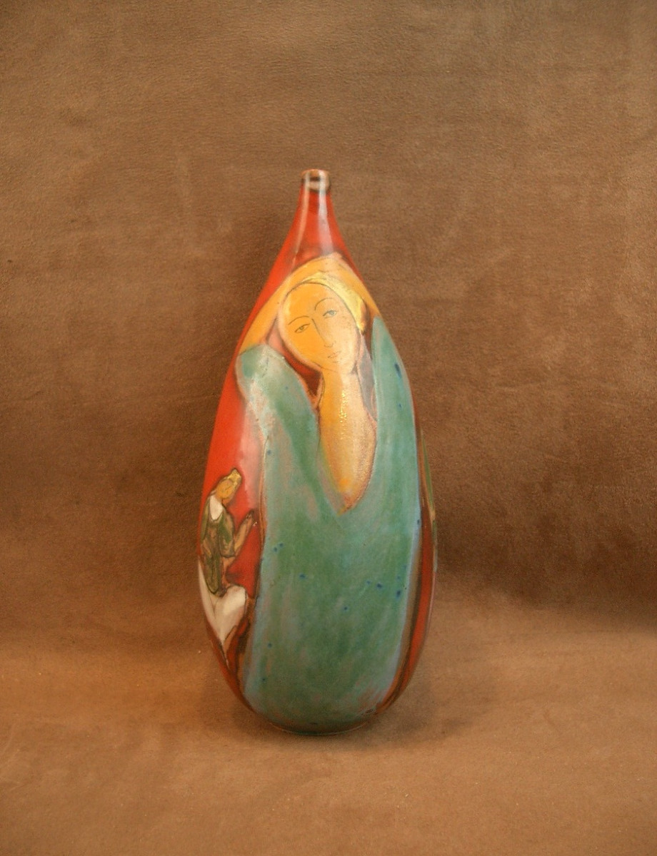 Pierre et Florence SCHEYVAERTS,  Vase en céramique à décor de femmes