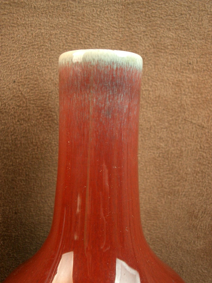 Pair Of Oxblood Red Ceramic Vases Signed Pol Chambost-photo-2