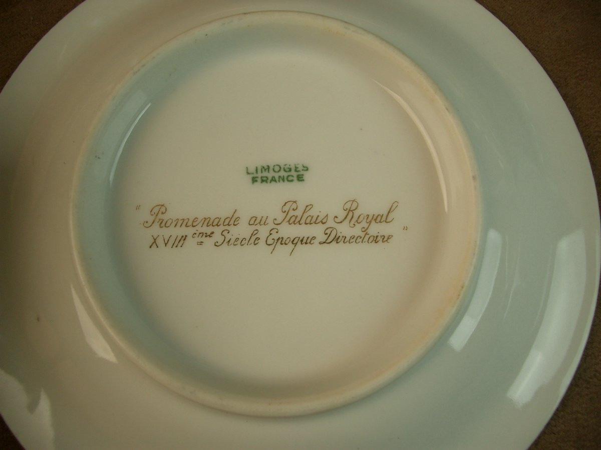Set Of 6 Limoges Porcelain Coffee Cups, Raynaud, Promenade Au Palais Royal -photo-7