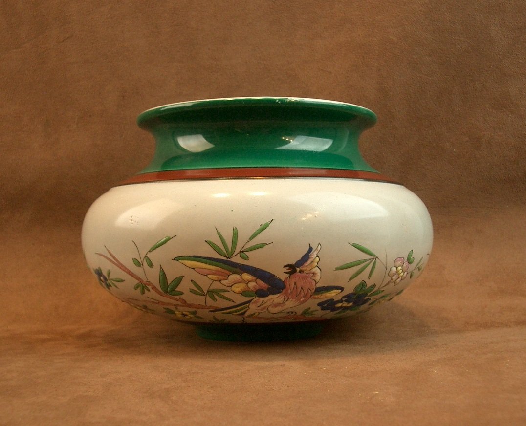 Creil Montereau Earthenware Vase Decorated With Japanese-style Enamels And Parrots, 19th Century -photo-2