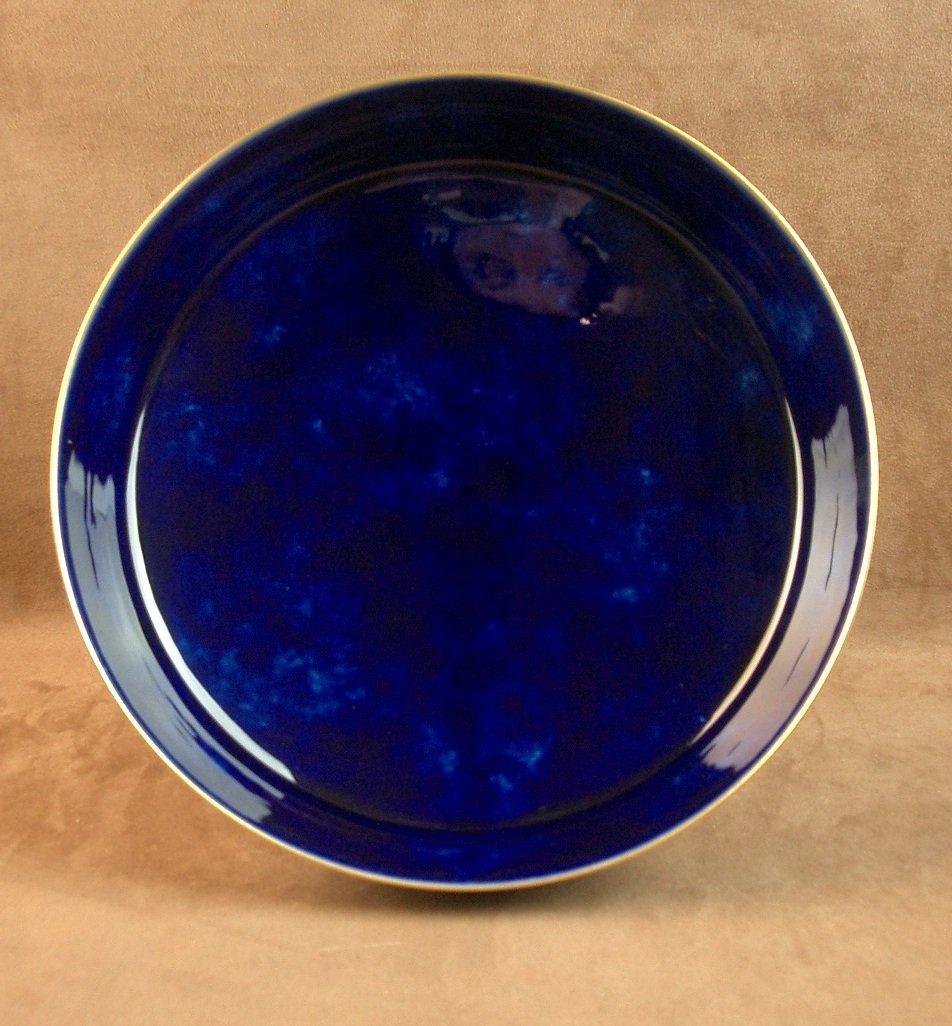 Importante coupe sur pied en porcelaine de Sèvres , Bleu de four nuagé fin du XIXe siècle -photo-4