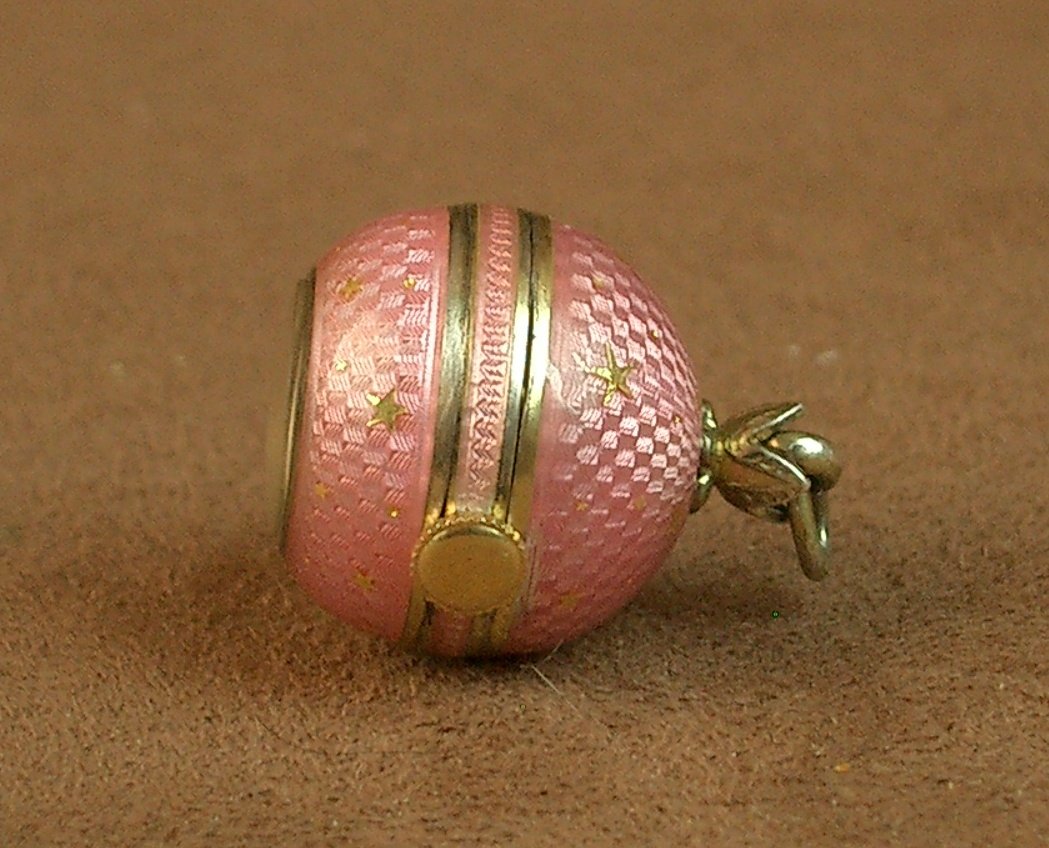 Geneva Ball Watch Pendant, Grassy In Vermeil And Guilloché Enamel-photo-2