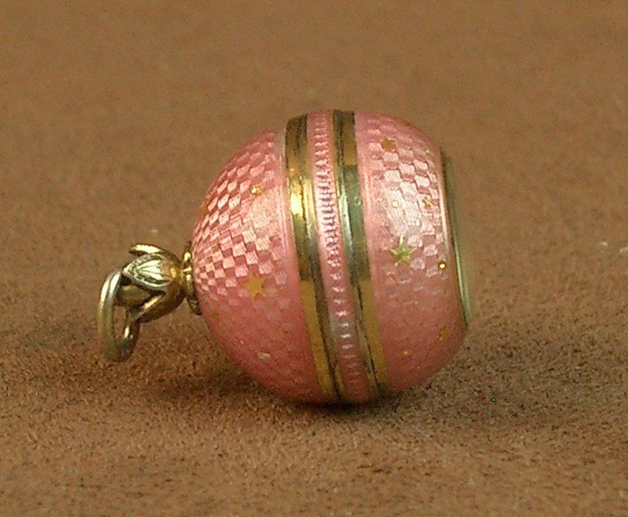 Geneva Ball Watch Pendant, Grassy In Vermeil And Guilloché Enamel-photo-3
