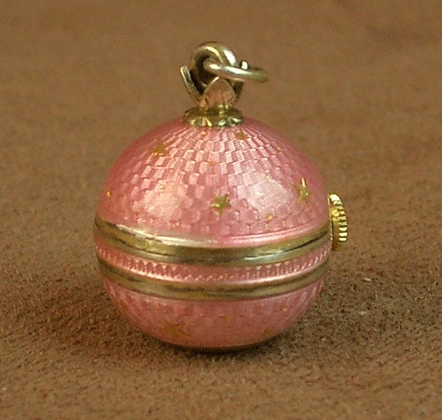 Geneva Ball Watch Pendant, Grassy In Vermeil And Guilloché Enamel-photo-4