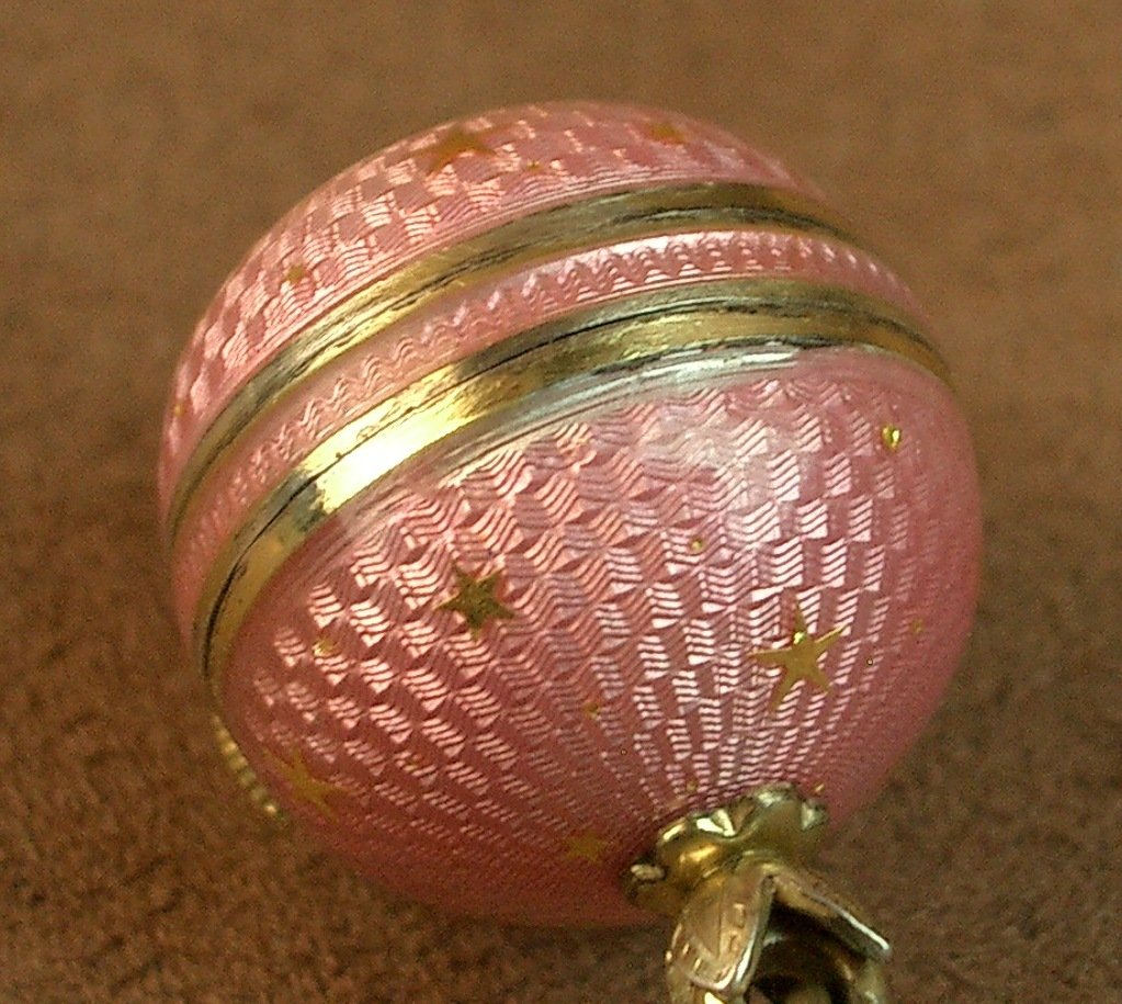 Geneva Ball Watch Pendant, Grassy In Vermeil And Guilloché Enamel-photo-6