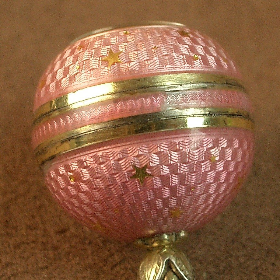 Geneva Ball Watch Pendant, Grassy In Vermeil And Guilloché Enamel-photo-7