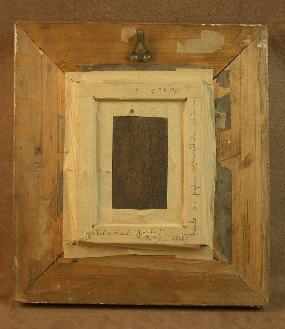 Small 19th Century Painting By Felix Emile Garbet, Sculpture Lesson-photo-6