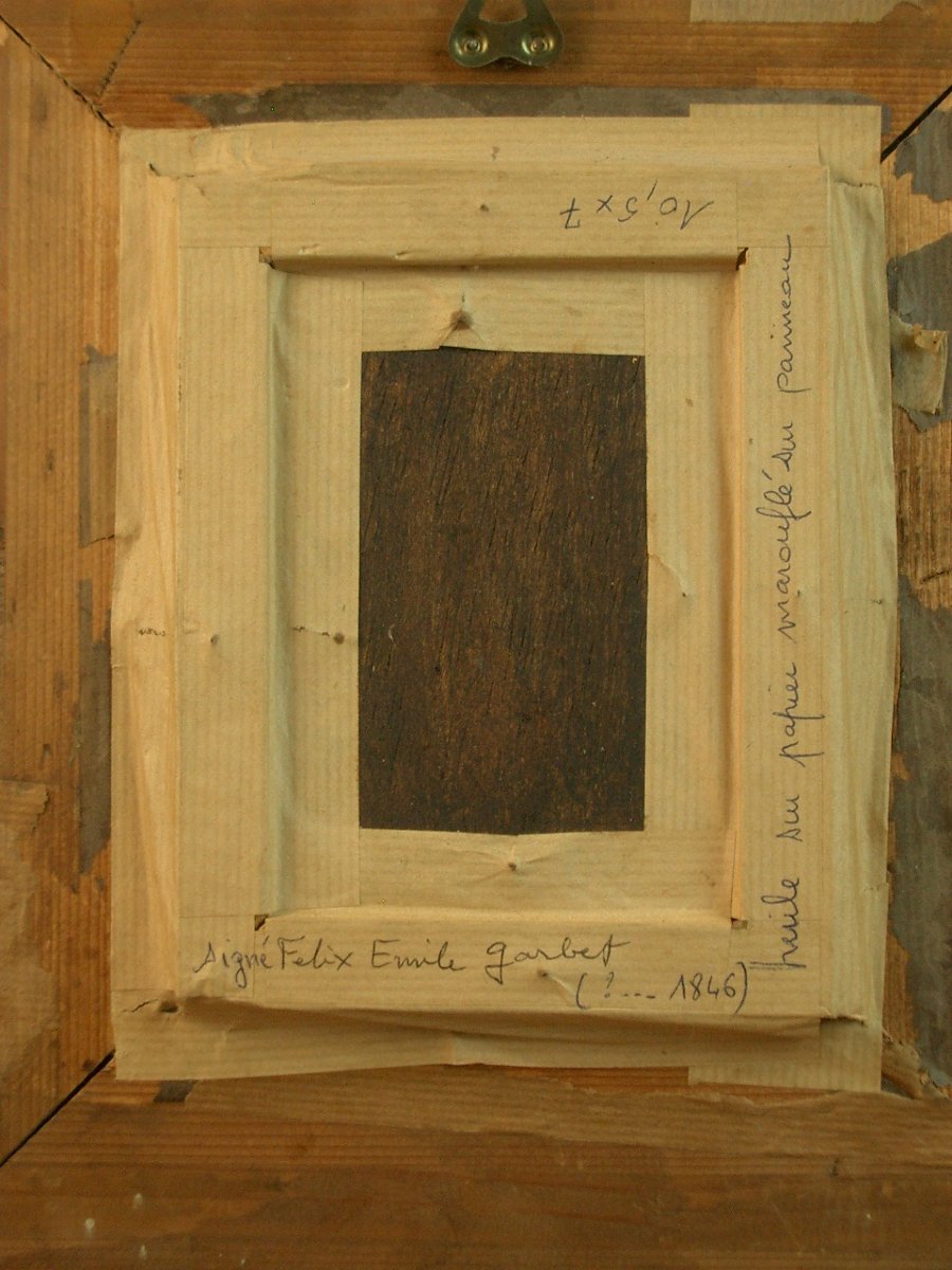 Small 19th Century Painting By Felix Emile Garbet, Sculpture Lesson-photo-7