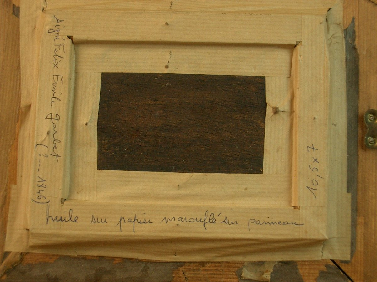 Small 19th Century Painting By Felix Emile Garbet, Sculpture Lesson-photo-8