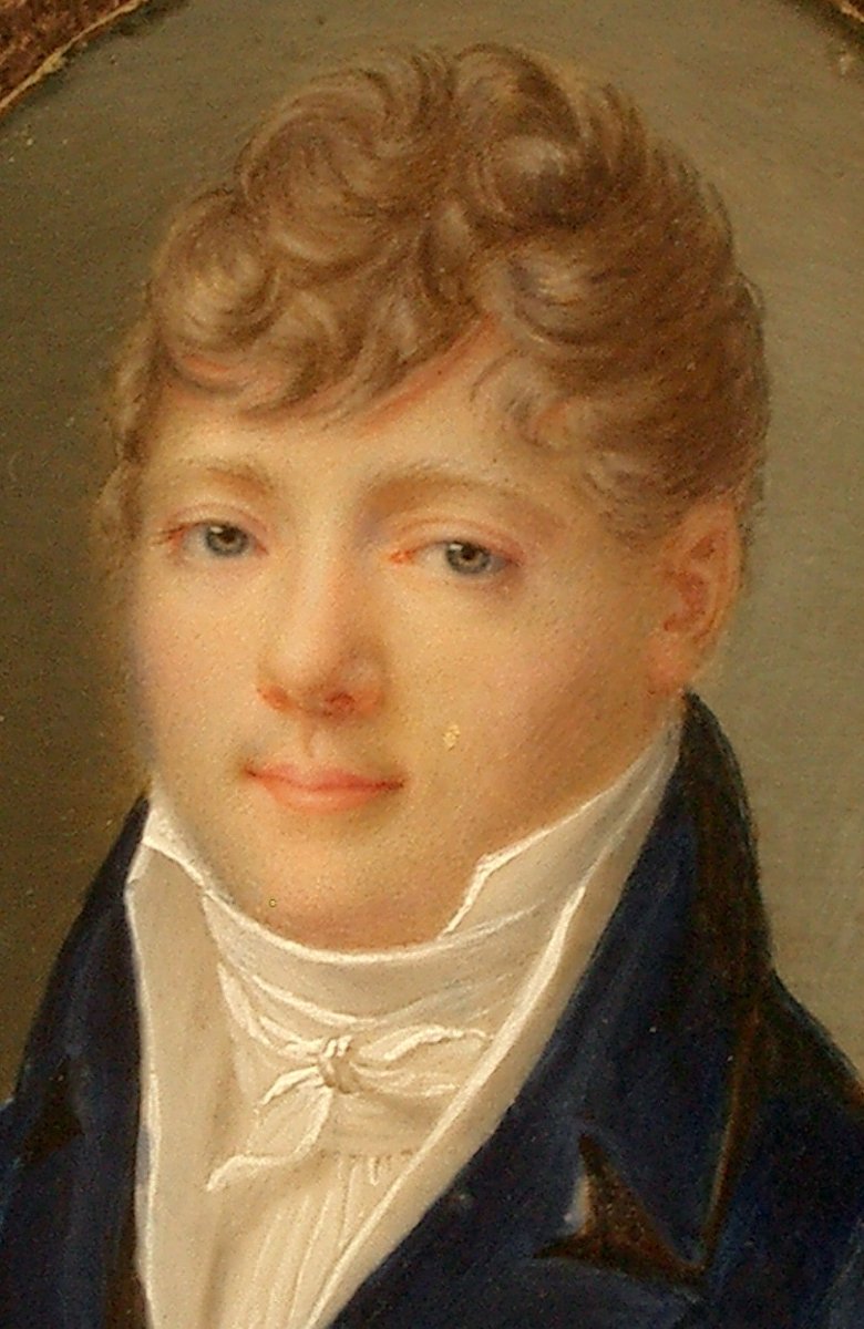 Peinture miniature portrait d'homme du début du XIXe siècle-photo-4