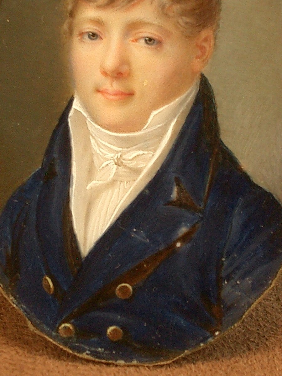 Peinture miniature portrait d'homme du début du XIXe siècle-photo-2
