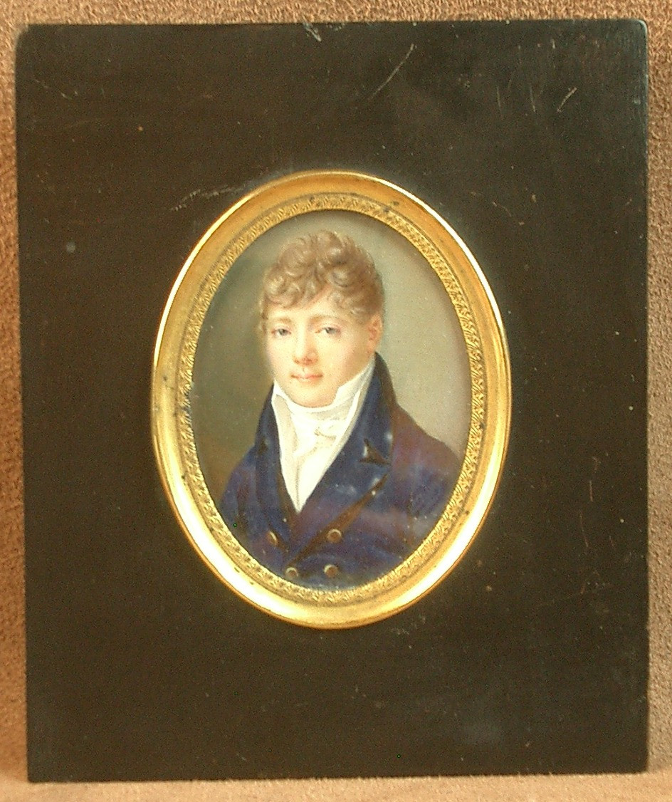 Peinture miniature portrait d'homme du début du XIXe siècle