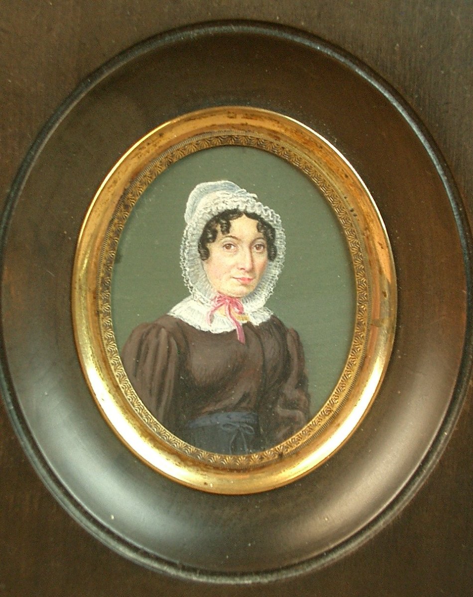 Miniature Painting, Portrait Of A Lady From The Early 19th Century-photo-2