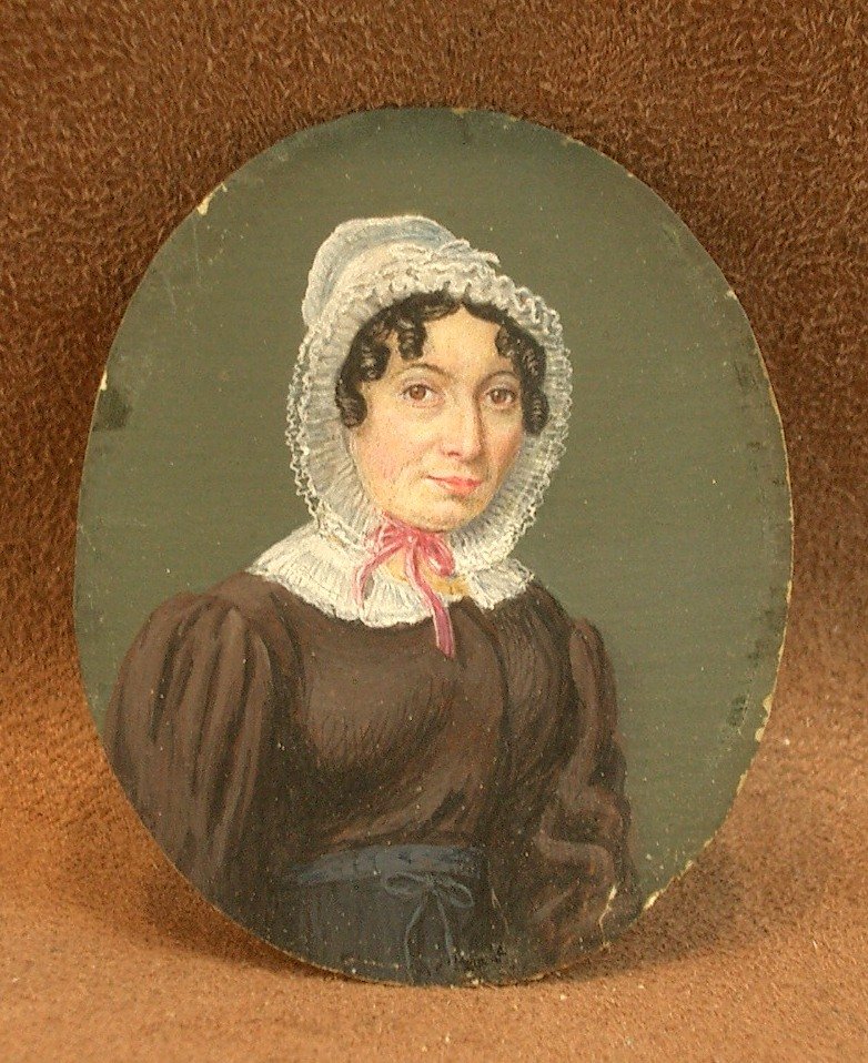 Miniature Painting, Portrait Of A Lady From The Early 19th Century-photo-3