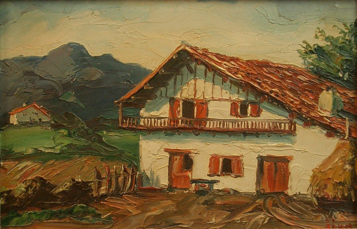 Oil Painting / Panel Signed Jiva The Basque Country Towards Ascain-photo-3