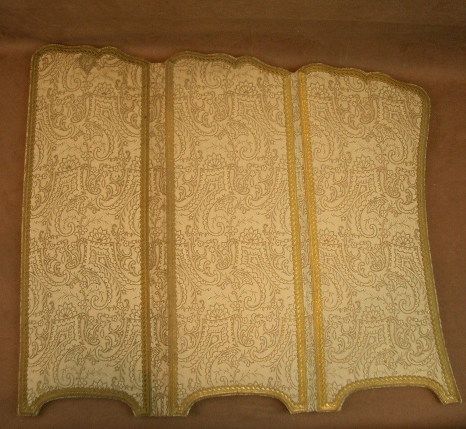 Bel ancien petit Paravent en tissu formant porte-photo -photo-4