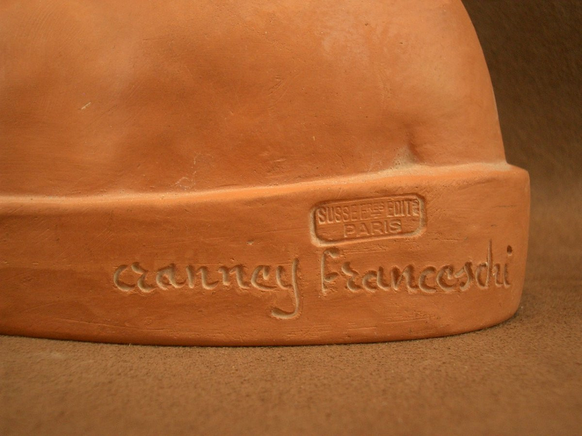Terracotta Sculpture, Bust Of A Child Signed Marie Cranney-franceschi, Susse Frères Editeurs -photo-1