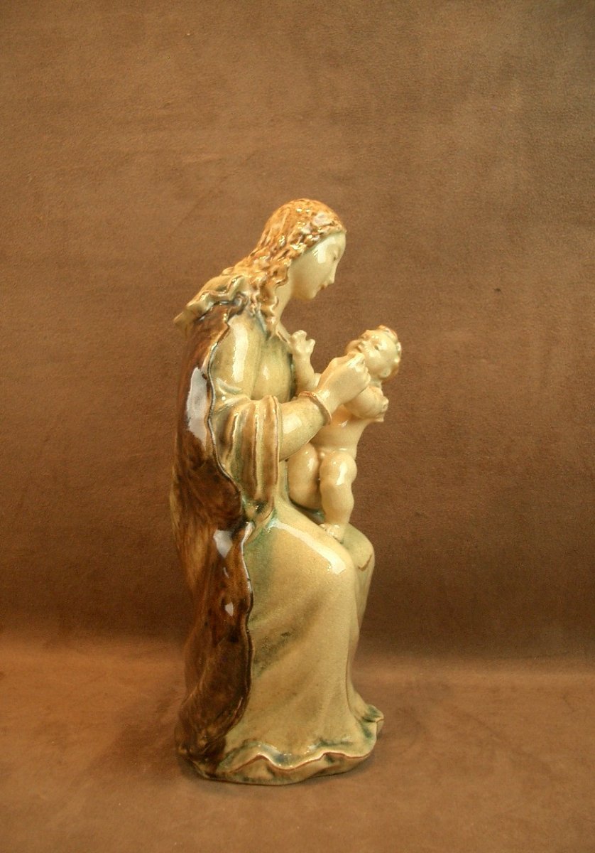 Virgin And Child Majolica Ceramics From Karlsruhe -photo-3