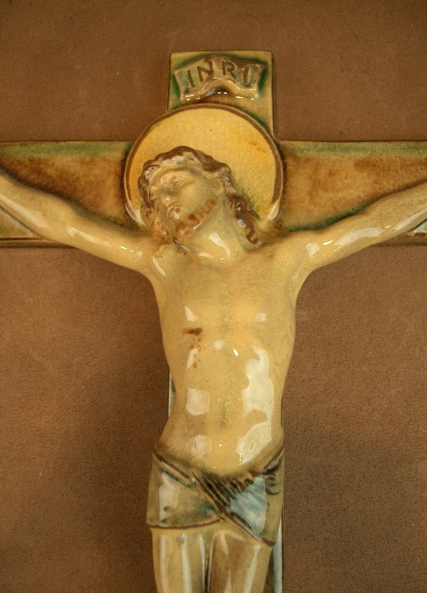 Crucifix In Karlsruhe Ceramic Majolica -photo-2
