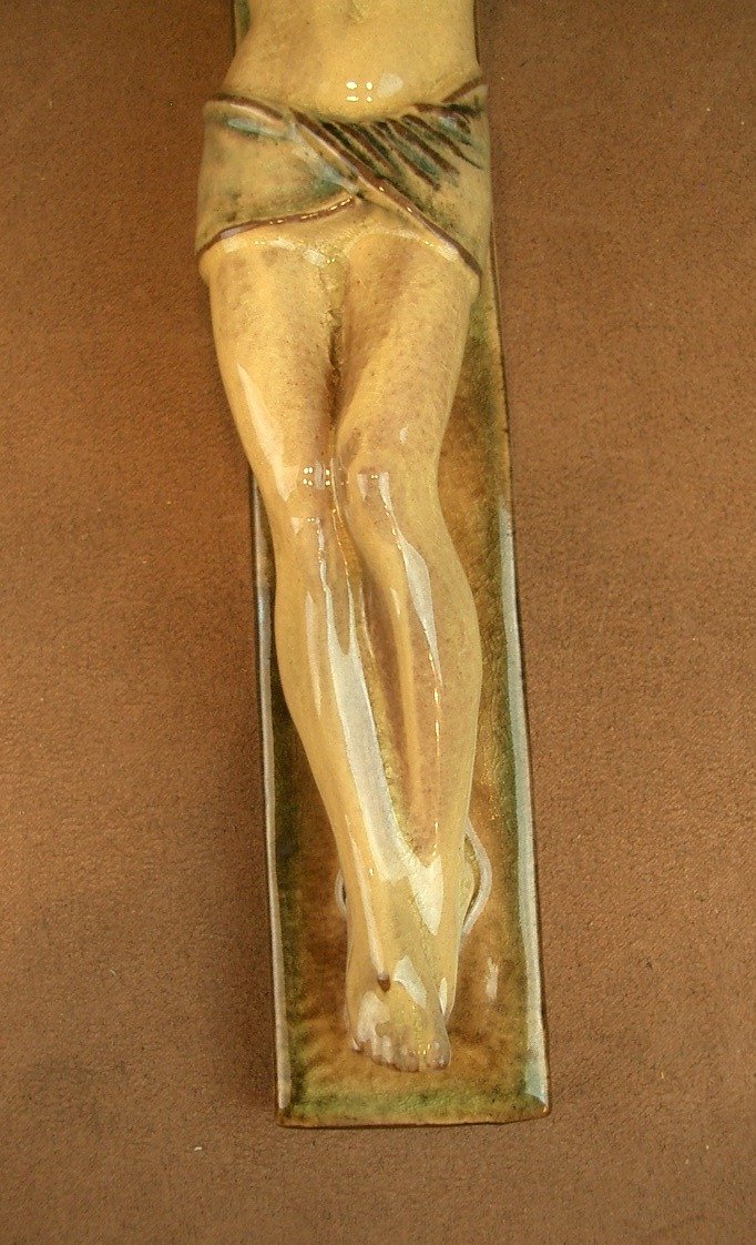 Crucifix In Karlsruhe Ceramic Majolica -photo-4