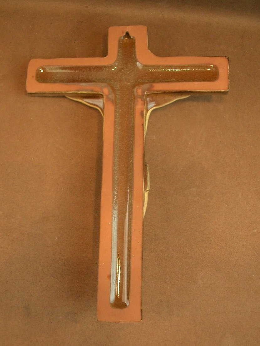 Crucifix In Karlsruhe Ceramic Majolica -photo-2