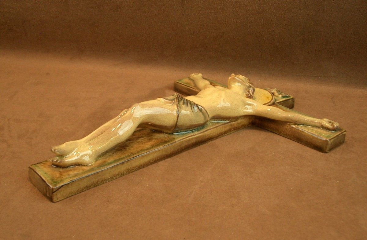 Crucifix In Karlsruhe Ceramic Majolica -photo-4