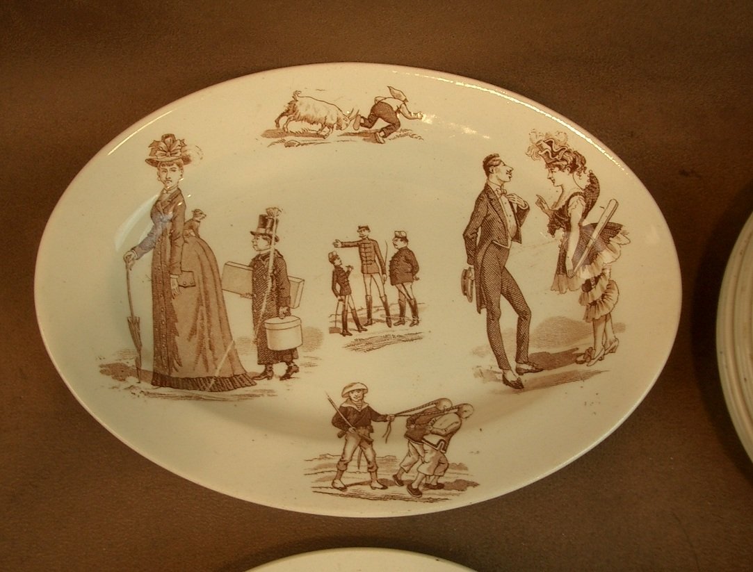 Partie de Dinette en faience de Luneville décor humoristique Granville -photo-2