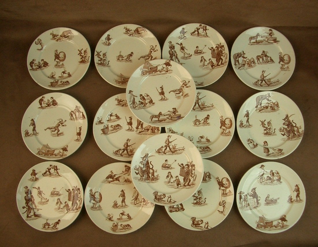 Partie de Dinette en faience de Luneville décor humoristique Granville -photo-2