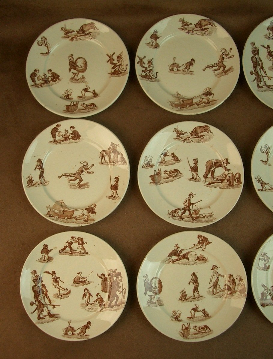 Partie de Dinette en faience de Luneville décor humoristique Granville -photo-3