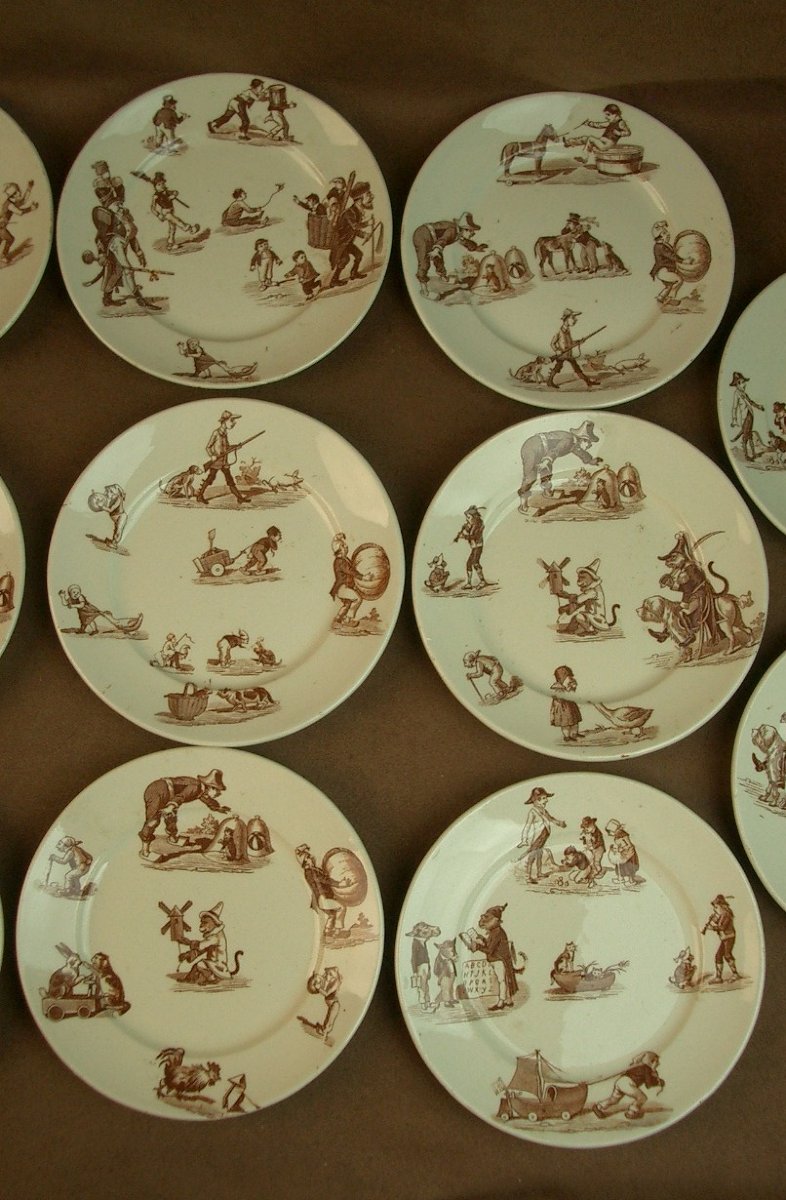 Partie de Dinette en faience de Luneville décor humoristique Granville -photo-4