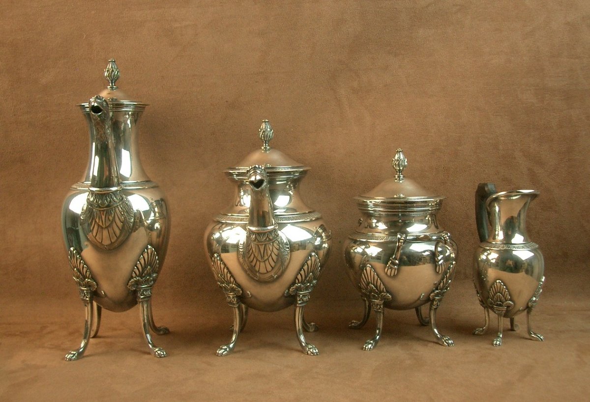 Empire Style 5-piece Silver-plated Coffee And Tea Service, Late 19th Century -photo-1