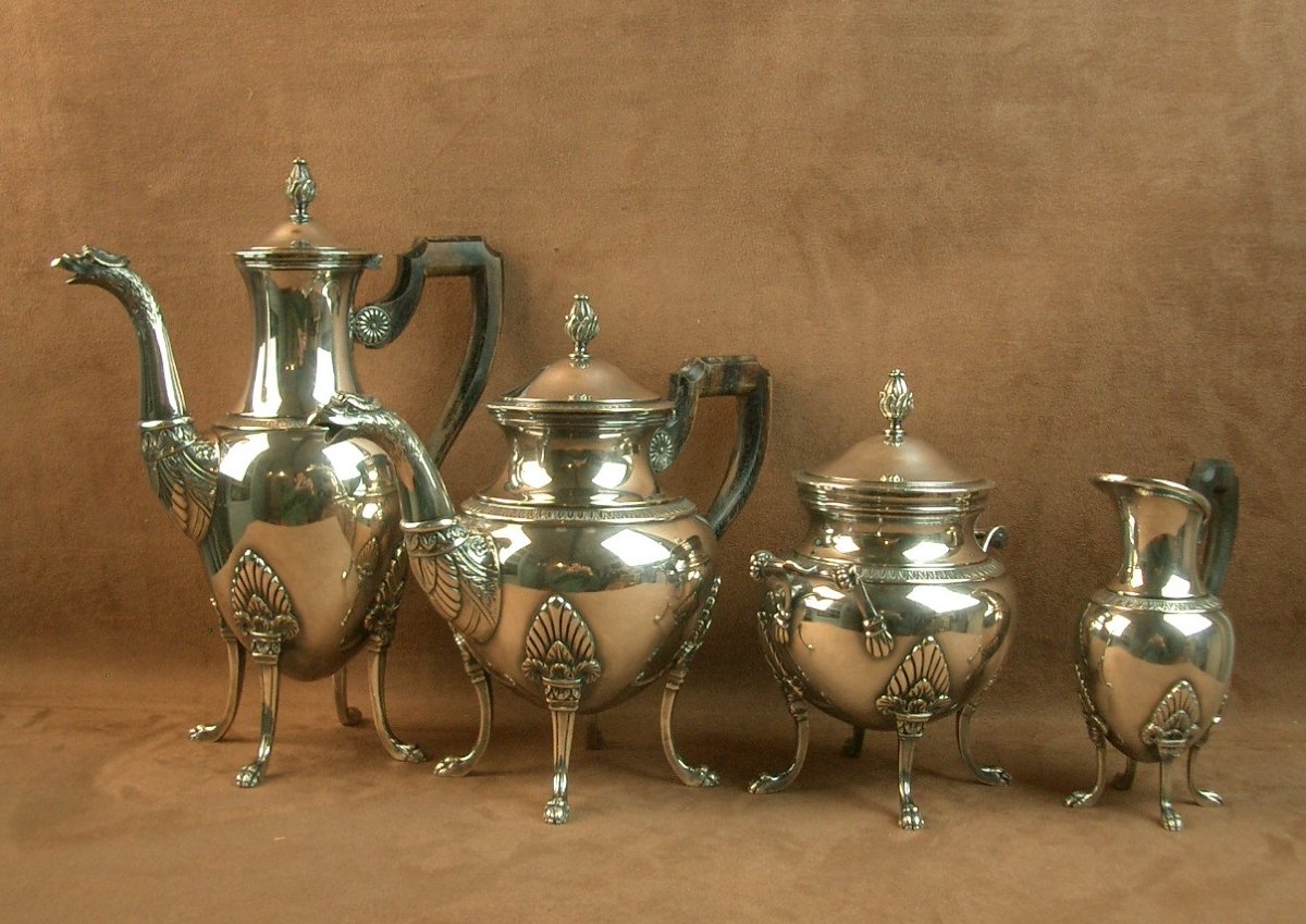 Empire Style 5-piece Silver-plated Coffee And Tea Service, Late 19th Century -photo-2