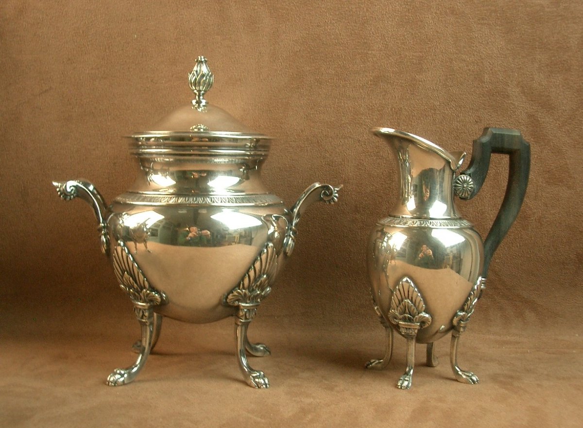 Empire Style 5-piece Silver-plated Coffee And Tea Service, Late 19th Century -photo-4