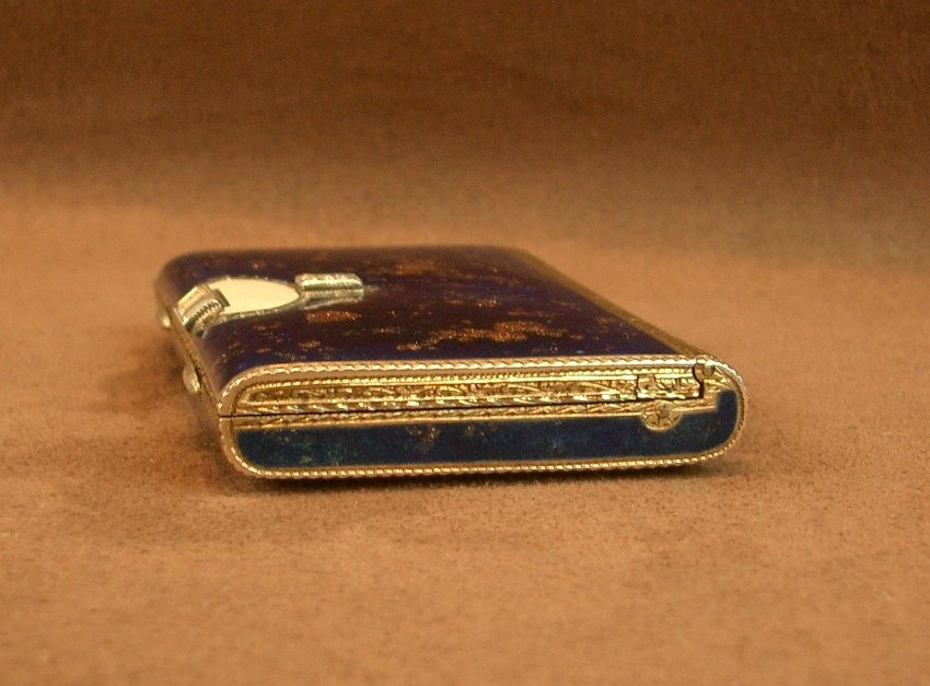 Minaudière Art Déco en vermeil et émail façon Lapis Lazuli -photo-2