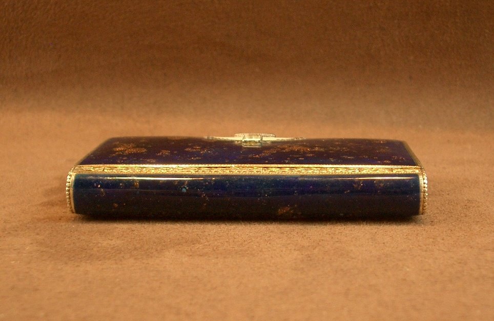 Minaudière Art Déco en vermeil et émail façon Lapis Lazuli -photo-3