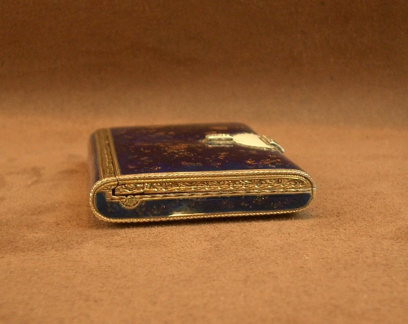 Minaudière Art Déco en vermeil et émail façon Lapis Lazuli -photo-4