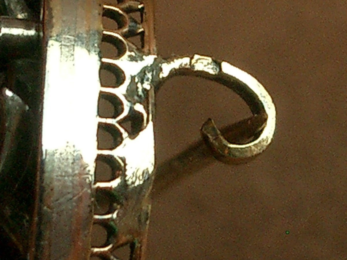 Broche Croissant de lune en or 18k, argent et diamants XIXe siècle -photo-3