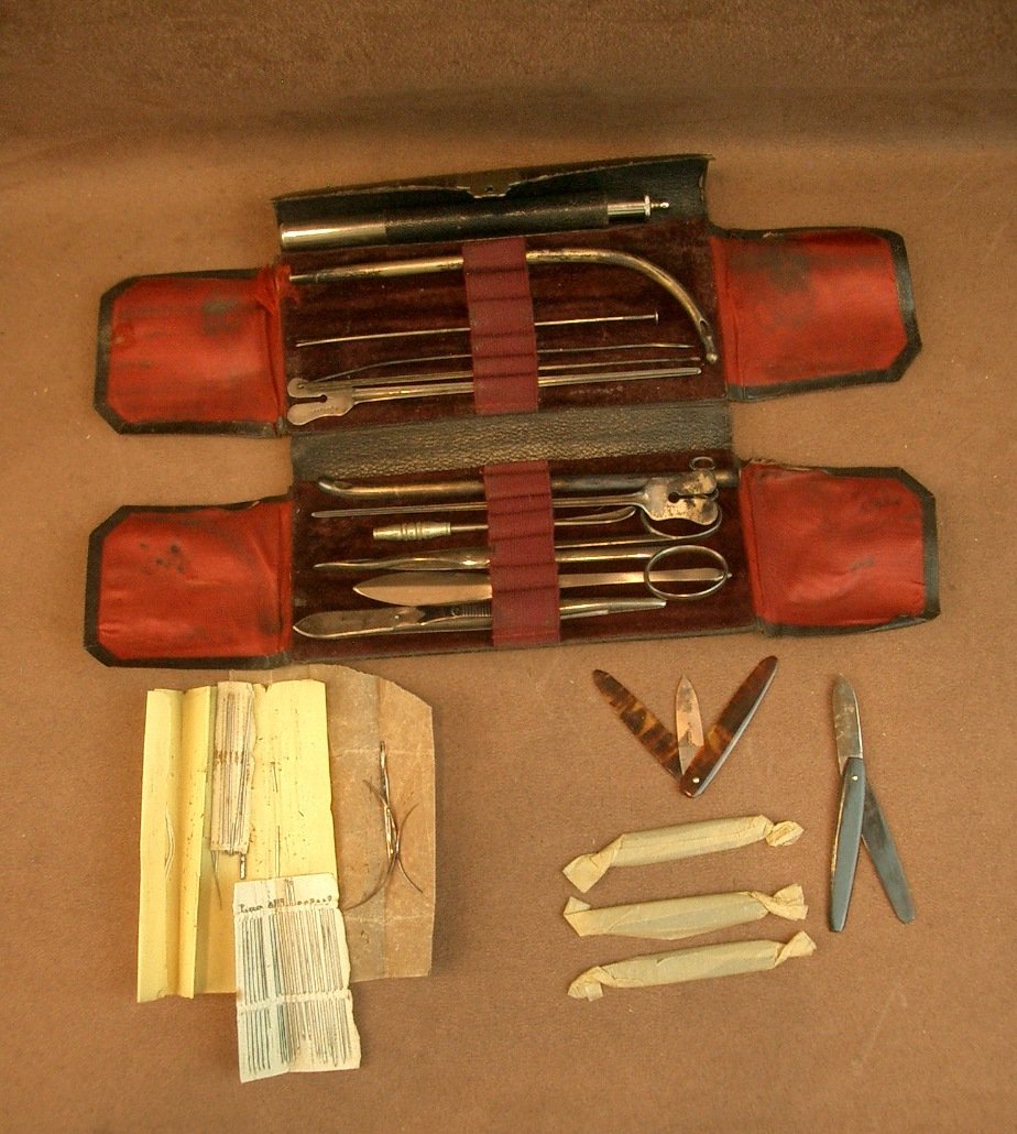 Antique Surgical Kit With Instruments In Their 19th Century Black Morocco Case -photo-4