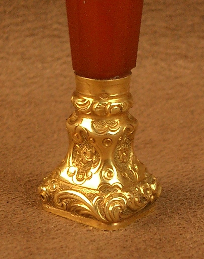 19th Century Carnelian And 18k Gold Sealing Stamp -photo-4