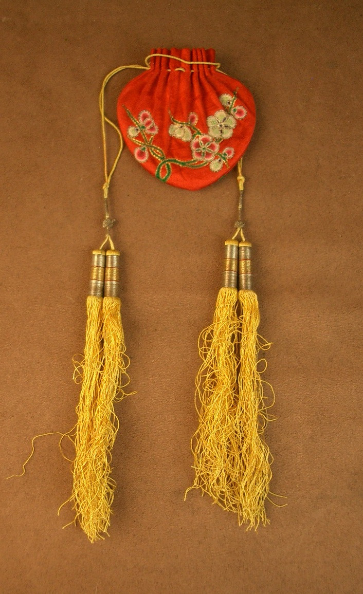 Embroidered Silk Hebao Purse, 19th Century China 