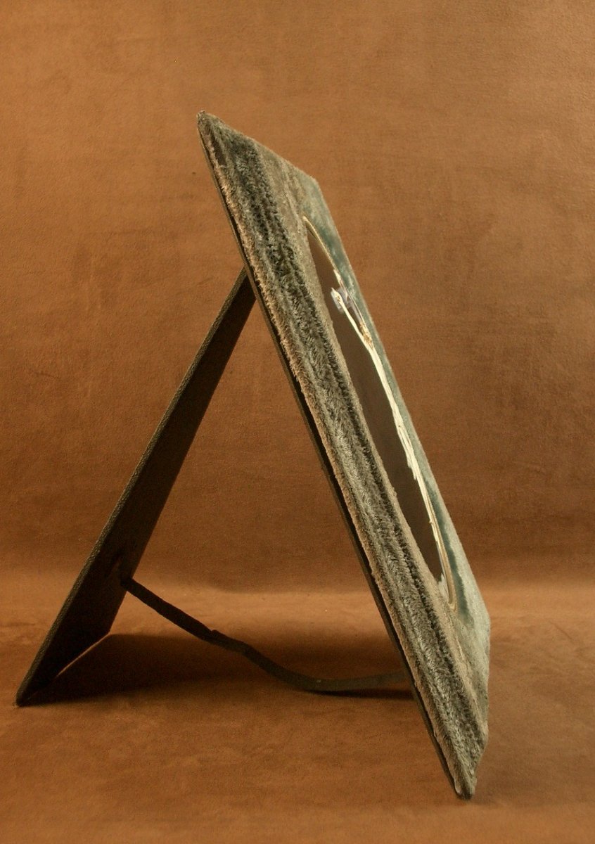 Plaque en faience de Parthenay Henri Amirault Christ en croix XIXe siècle-photo-3