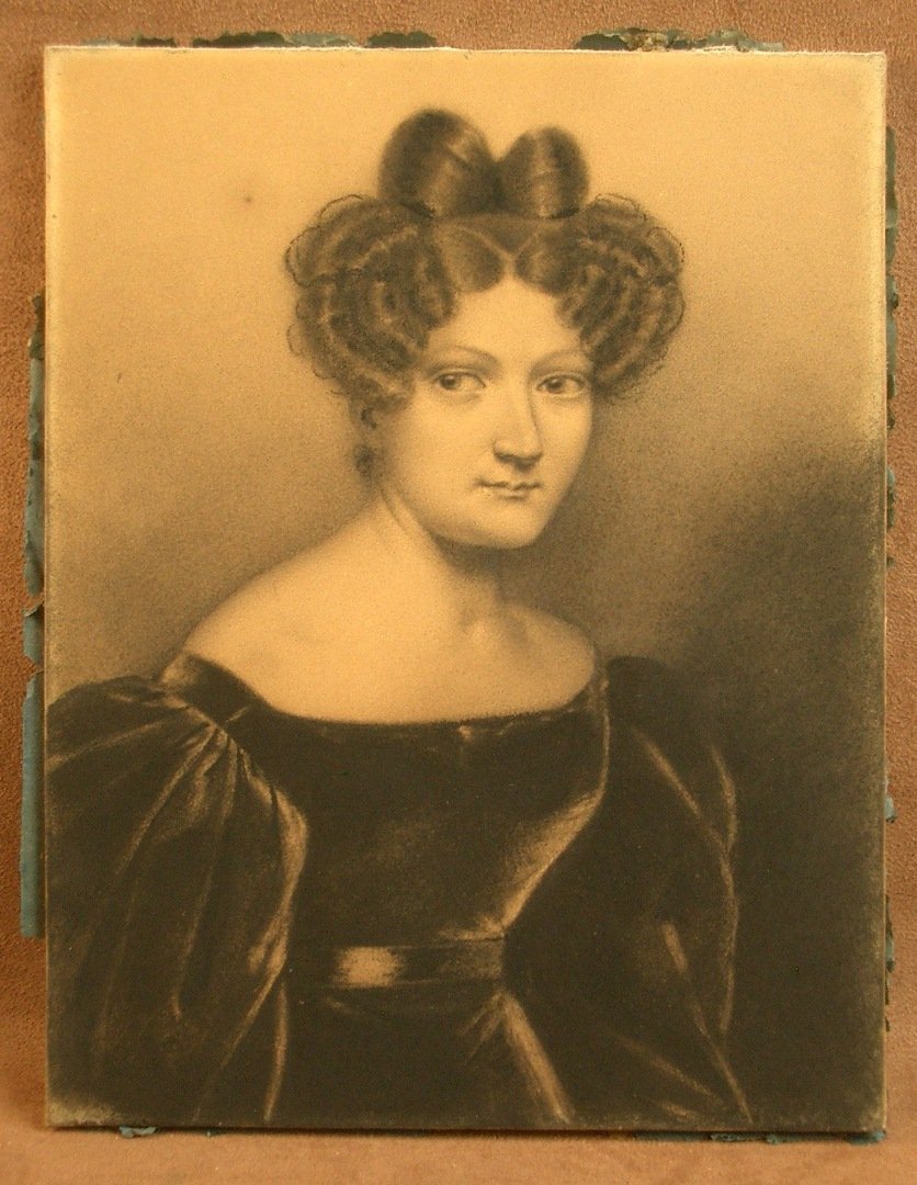 Dessin au fusain Portrait de Dame du début du XIXe siècle -photo-5