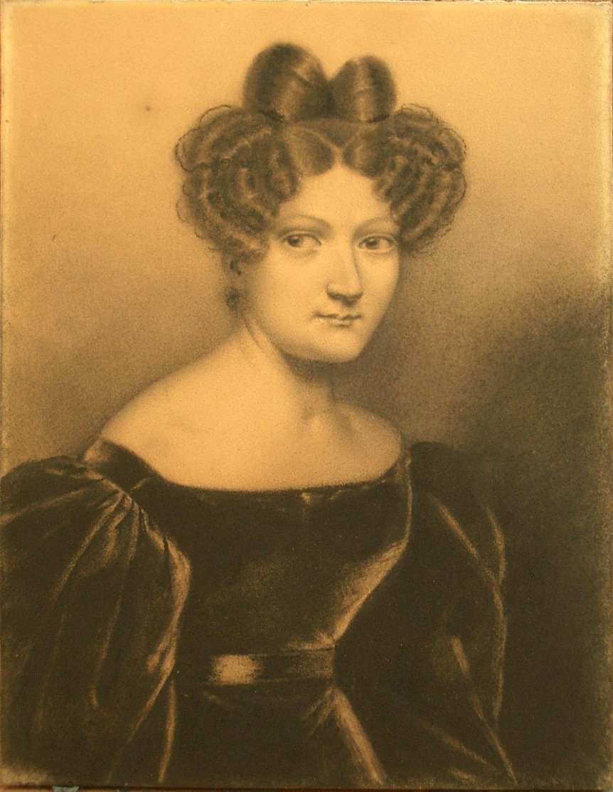 Dessin au fusain Portrait de Dame du début du XIXe siècle -photo-6