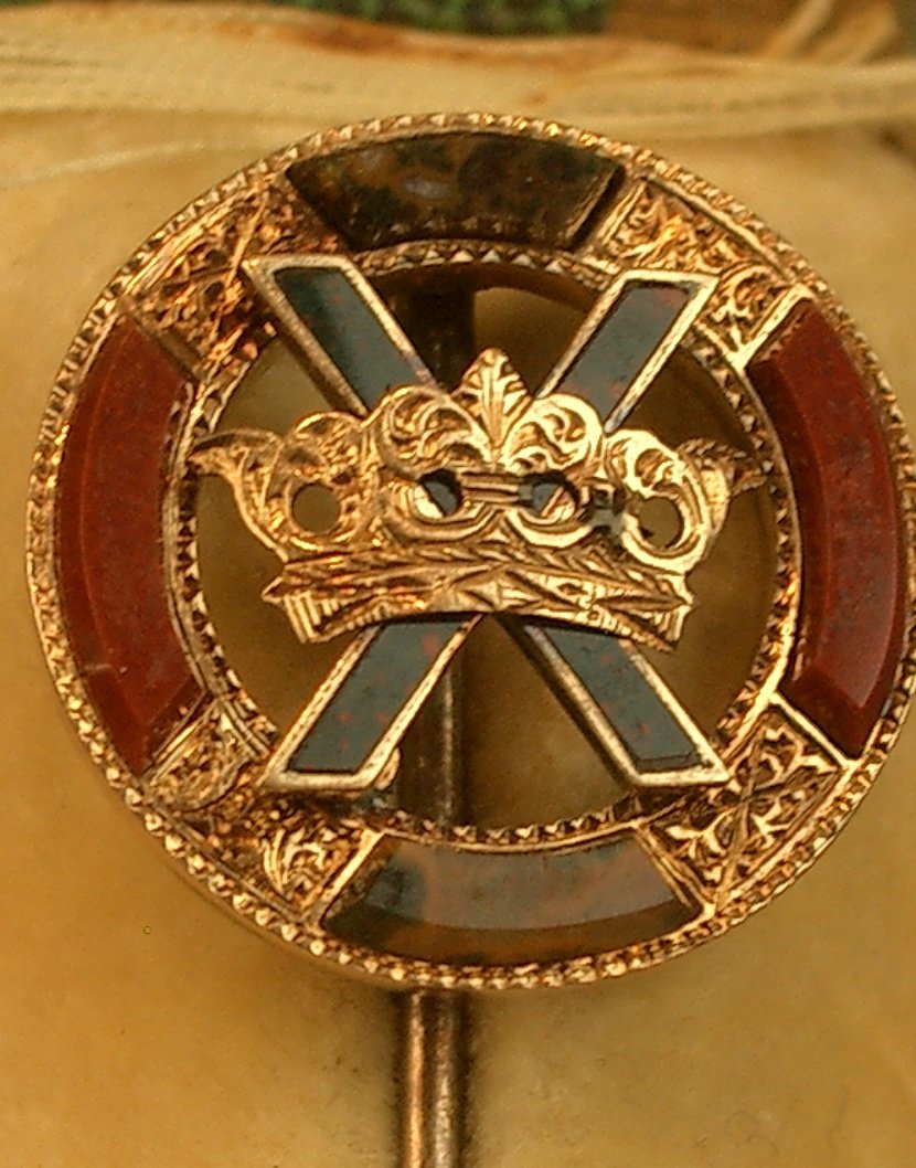14k Gold And Stone Collar, Kilt Or Plaid Pin, Antique Scottish Jewelry -photo-4