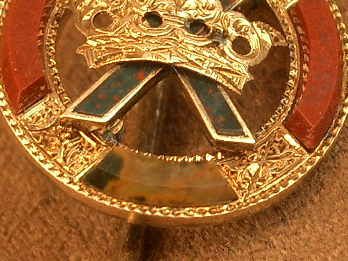 14k Gold And Stone Collar, Kilt Or Plaid Pin, Antique Scottish Jewelry -photo-2