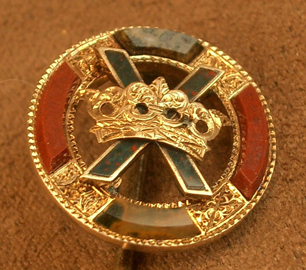 14k Gold And Stone Collar, Kilt Or Plaid Pin, Antique Scottish Jewelry 